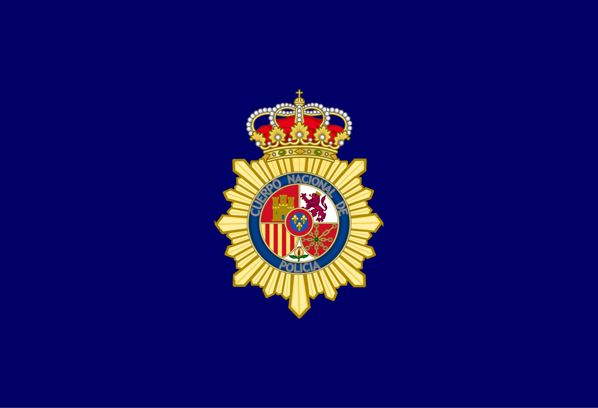 Emblema de la Policía Nacional sobre fondo azul.